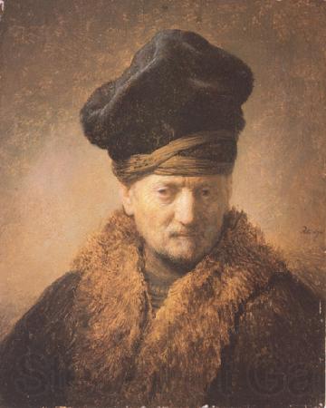 REMBRANDT Harmenszoon van Rijn Bust of an old man in a fur cap (mk33) Spain oil painting art